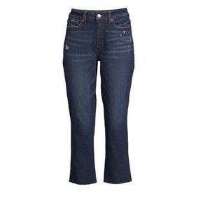 Time and Tru Women's Straight Crop Jeans Dark Wash Size 18 raw hem distressed